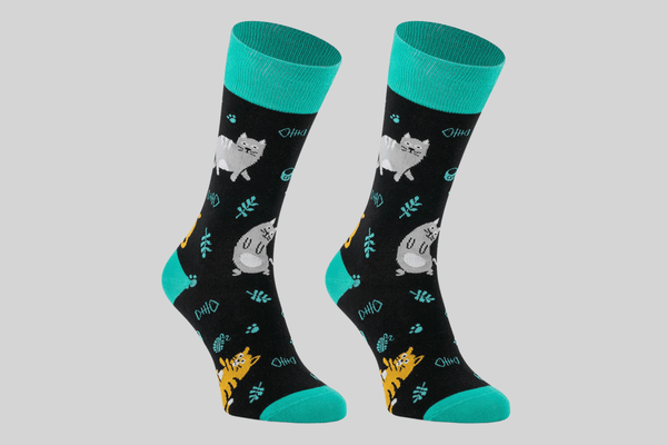 mumka-Calcetines-mujer-Calcetines Media Caña Gatos Turquesa Talla 36-41