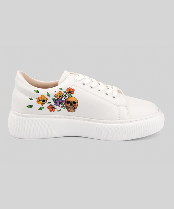 mumka-Calzado-mujer-Zapatillas Calavera y Flores